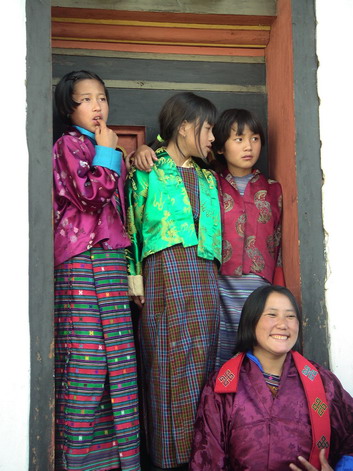 Young girls at tsechu
